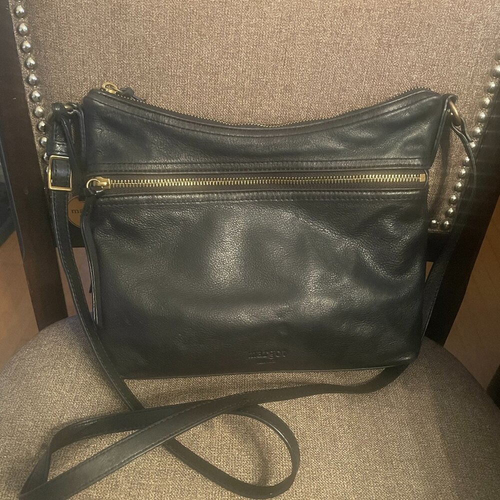 Margot Black Leather Crossbody Bag